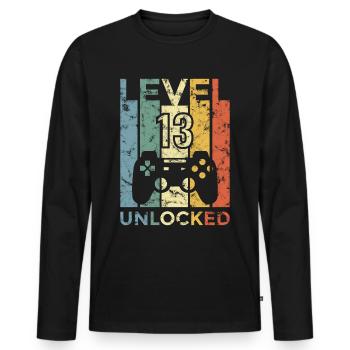 Geburtstag 13. Level Geboren 2007 Gamer Geschenk - Männer Premium Bio Langarmshirt - Schwarz - Vorne - Nico (187cm)