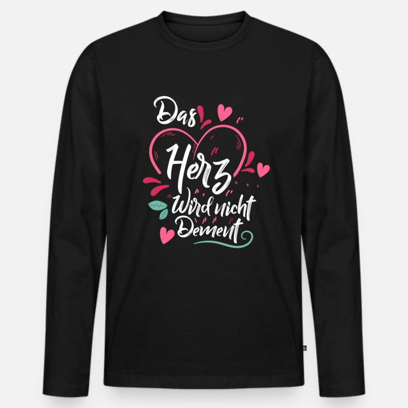 Altenpflergerin - Das Herz Wird Nicht Dement - Männer Premium Bio Langarmshirt - Schwarz