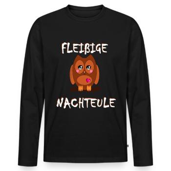 Fleißige Nachteule - Männer Premium Bio Langarmshirt - Schwarz - Vorne - Nico (187cm)