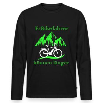 Drôle disant que les conducteurs de vélos électriques peuvent durer plus longtemps - T-shirt manches longues Premium bio Homme - noir - Devant - Nico (187cm)