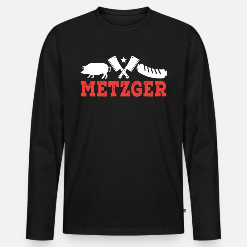 Metzger - Männer Premium Bio Langarmshirt - Schwarz