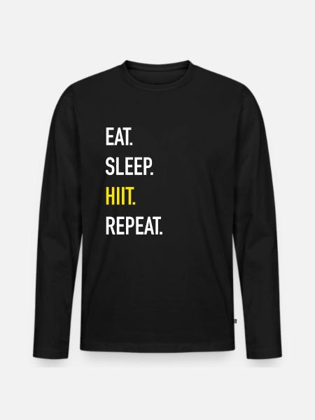 HIIT High-Intensive-Interval-Training Workout - Männer Premium Bio Langarmshirt - Schwarz