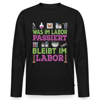 Biologie - Was Im Labor Passiert Bleibt Im Labor - Männer Premium Bio Langarmshirt - Schwarz - Vorne - Nico (187cm)
