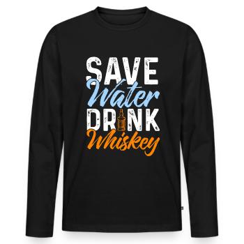 Whiskey Whisky Scotch Single Malt Bourbon Geschenk - Männer Premium Bio Langarmshirt - Schwarz - Vorne - Nico (187cm)