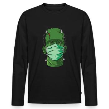 Halloween 2020 Corona Virus - T-shirt manches longues Premium bio Homme - noir - Devant - Nico (187cm)