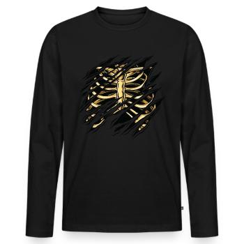 cool squelette d’Halloween - T-shirt manches longues Premium bio Homme - noir - Devant - Nico (187cm)