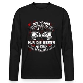 Trucker LKW Fahrer Fernfahrer Brummi Geschenk - Männer Premium Bio Langarmshirt - Schwarz - Vorne - Nico (187cm)