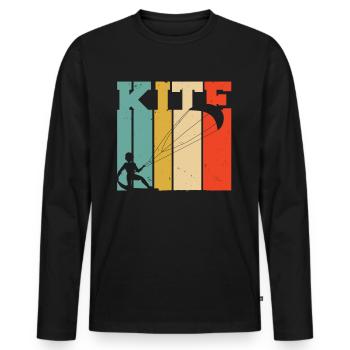 Kite kiting kitesurfing board kiter surfing gift - Men's Premium Organic Long Sleeve Shirt - black - Front - Nico (187cm)