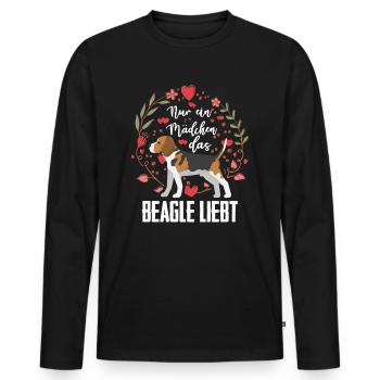 Beagle Ein Mädchen Das Beagle Liebt Hund Geschenk - Männer Premium Bio Langarmshirt - Schwarz - Vorne - Nico (187cm)