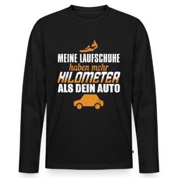 Meine Schuhe Haben Mehr Kilometer Als Dein Auto - Männer Premium Bio Langarmshirt - Schwarz - Vorne - Nico (187cm)