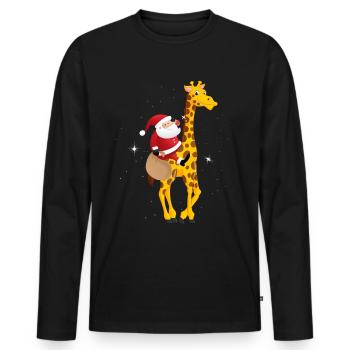 Noël, girafe, enfants, père noël - T-shirt manches longues Premium bio Homme - noir - Devant - Nico (187cm)