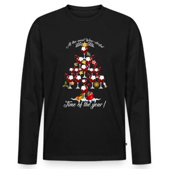 Arbre de Noël en verres pour buveurs de vin - T-shirt manches longues Premium bio Homme - noir - Devant - Nico (187cm)