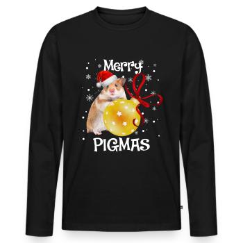 Hamster with Santa hat for Christmas - Men's Premium Organic Long Sleeve Shirt - black - Front - Nico (187cm)