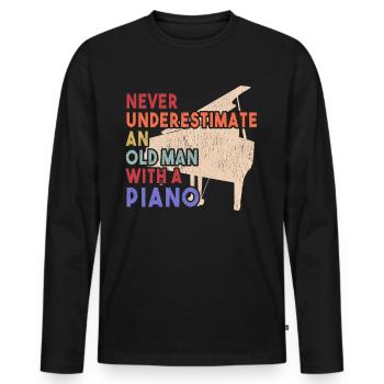Piano pianist piano grand piano keyboard gift - Men's Premium Organic Long Sleeve Shirt - black - Front - Nico (187cm)