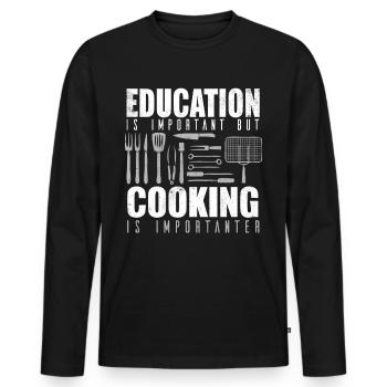 Cuisinier cuisinier cuisinier chef cuisinier - T-shirt manches longues Premium bio Homme - noir - Devant - Nico (187cm)