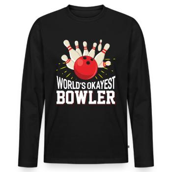 Bowling bowling boule de bowling cadeau - T-shirt manches longues Premium bio Homme - noir - Devant - Nico (187cm)