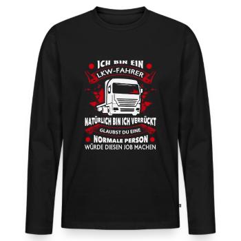 Trucker LKW Fahrer Fernfahrer Brummi Geschenk - Männer Premium Bio Langarmshirt - Schwarz - Vorne - Nico (187cm)