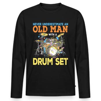 Drums drummer drummer drum gift - Men's Premium Organic Long Sleeve Shirt - black - Front - Nico (187cm)