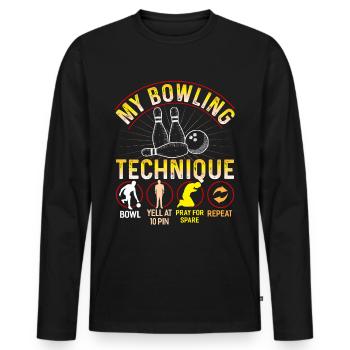 Bowling bowling bowler boule de bowling quilles cadeau - T-shirt manches longues Premium bio Homme - noir - Devant - Nico (187cm)