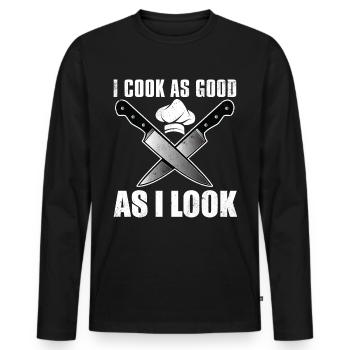 Kochen Koch Küche Chefkoch Köchin Essen Geschenk - Männer Premium Bio Langarmshirt - Schwarz - Vorne - Nico (187cm)