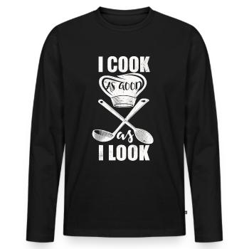 Cuisinier cuisinier cuisinier chef cuisinier - T-shirt manches longues Premium bio Homme - noir - Devant - Nico (187cm)