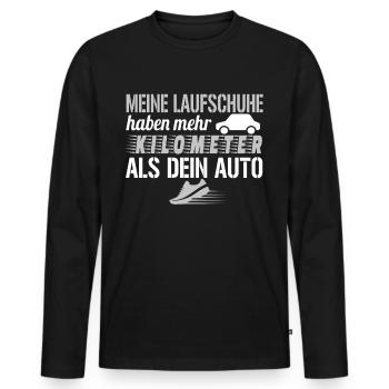 Joggen - Meine Laufschuhe Haben Mehr Kilometer Als - Männer Premium Bio Langarmshirt - Schwarz - Vorne - Nico (187cm)