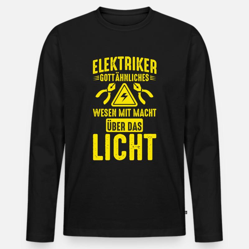 Elektriker Elektroniker Strom Elektrik Geschenk - Männer Premium Bio Langarmshirt - Schwarz