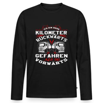 Trucker LKW Fahrer Fernfahrer Brummi Geschenk - Männer Premium Bio Langarmshirt - Schwarz - Vorne - Nico (187cm)