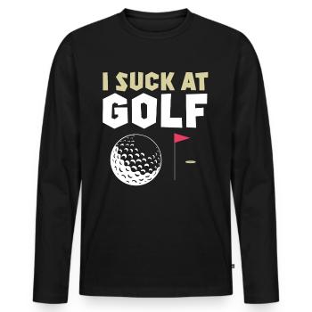Golf Golfschläger Golfer Golfspieler Geschenk - Männer Premium Bio Langarmshirt - Schwarz - Vorne - Nico (187cm)