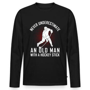 Hockey de hockey bâton de hockey de hockey bâton de hockey de hockey sur glace cadeau - T-shirt manches longues Premium bio Homme - noir - Devant - Nico (187cm)