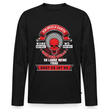 Dart Darts Bullseye Dartspieler Dartboard Geschenk - Männer Premium Bio Langarmshirt - Schwarz - Vorne - Nico (187cm)