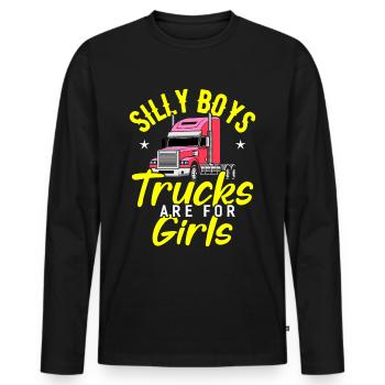 Camion camion routier Brummi cadeau - T-shirt manches longues Premium bio Homme - noir - Devant - Nico (187cm)