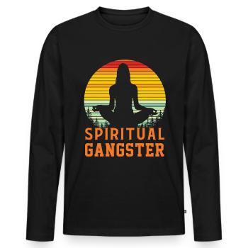 Yoga Méditation Namaste Bouddhisme Cadeau Asana - T-shirt manches longues Premium bio Homme - noir - Devant - Nico (187cm)