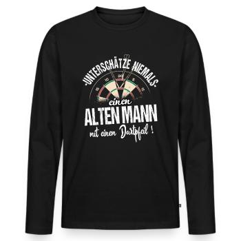 Dart Dartspieler Geschenk Vatertag Papa Opa Darts - Männer Premium Bio Langarmshirt - Schwarz - Vorne - Nico (187cm)