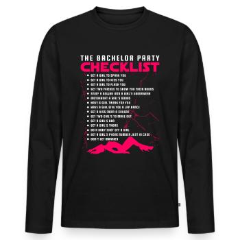 Enterrement de vie de garçon cadeau de marié - T-shirt manches longues Premium bio Homme - noir - Devant - Nico (187cm)
