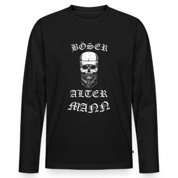 Böser alter Mann, Tshirt, böse, Herren - Männer Premium Bio Langarmshirt - Schwarz - Vorne - Nico (187cm)