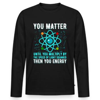 Physique physicien Science Chimie Cadeau - T-shirt manches longues Premium bio Homme - noir - Devant - Nico (187cm)
