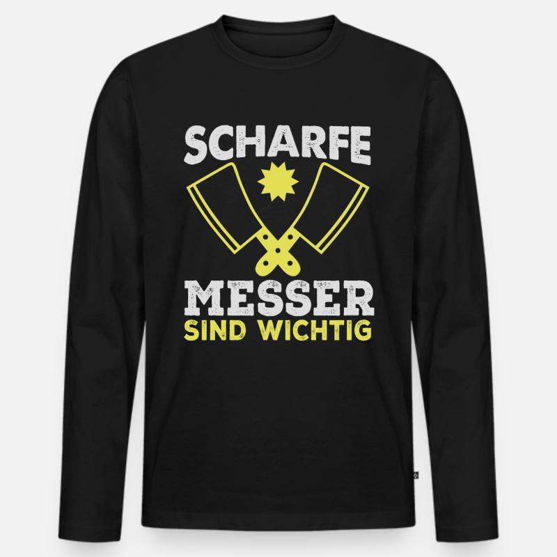 Metzger Fleischer Fleisch Fleischerei Geschenk - Männer Premium Bio Langarmshirt - Schwarz