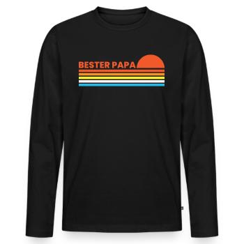 Papa Retro Vatertag Bester Papa Best Dad Superpapa - Männer Premium Bio Langarmshirt - Schwarz - Vorne - Nico (187cm)