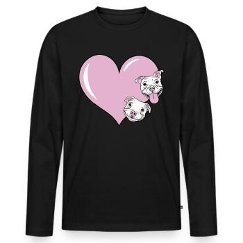 Chien avec cœur pour les amoureux des chiens comme idée cadeau - T-shirt manches longues Premium bio Homme - noir - Devant - Nico (187cm)