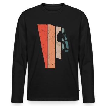 Kletterer Vintage Berge Klettern Bouldern - Männer Premium Bio Langarmshirt - Schwarz - Vorne - Nico (187cm)