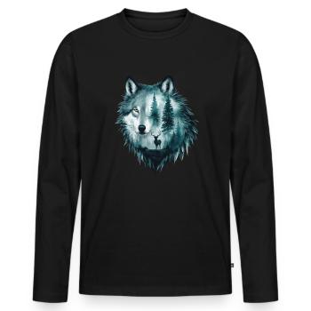 Wolf Head Silhouette Design - Men's Premium Organic Long Sleeve Shirt - black - Front - Nico (187cm)