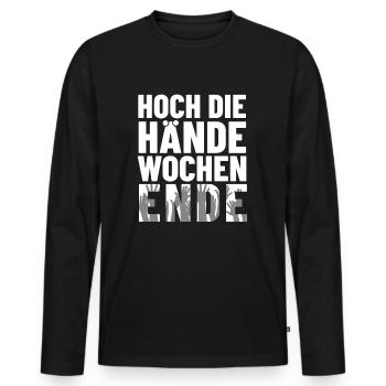Hoch die Hände Wochenende Spruch Shirt Wochenende - Männer Premium Bio Langarmshirt - Schwarz - Vorne - Nico (187cm)