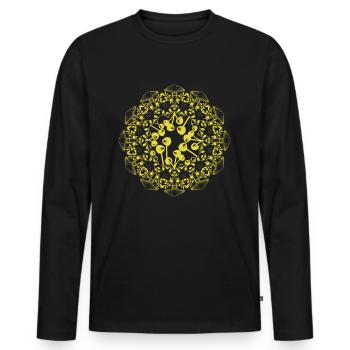 Mushrooms Mandala Psychodelic magic design - Men's Premium Organic Long Sleeve Shirt - black - Front - Nico (187cm)