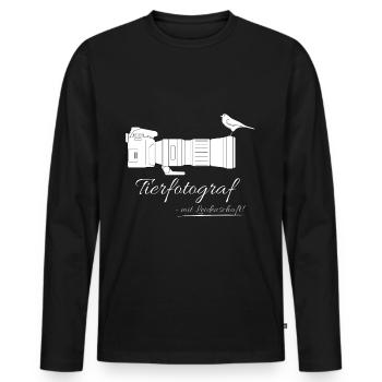 Tierfotograf mit Leidenschaft - Kamera mit Vogel - Männer Premium Bio Langarmshirt - Schwarz - Vorne - Nico (187cm)