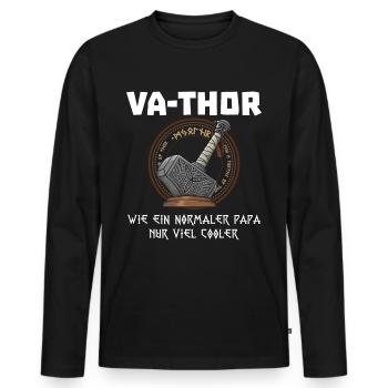 Va-Thor Vater Thor Vatertag Wikinger Papa Geschenk - Männer Premium Bio Langarmshirt - Schwarz - Vorne - Nico (187cm)