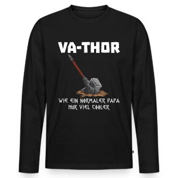 Va-Thor Vater Thor Vatertag Wikinger Papa Geschenk - Männer Premium Bio Langarmshirt - Schwarz - Vorne - Nico (187cm)