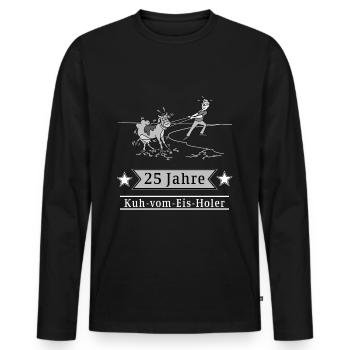 25 Jahre Kuh-vom-Eis-Holer - Männer Premium Bio Langarmshirt - Schwarz - Vorne - Nico (187cm)