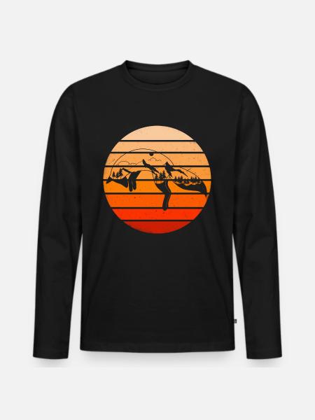 Fuchs Wald Berge Geschenkidee - Männer Premium Bio Langarmshirt - Schwarz