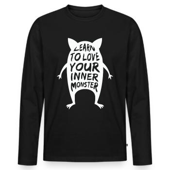 Learn to Love your inner Monster - Männer Premium Bio Langarmshirt - Schwarz - Vorne - Nico (187cm)